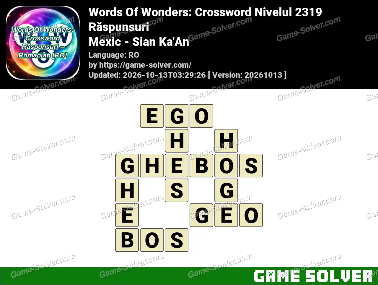 Words Of Wonders: Crossword Nivelul 2319 Răspunsuri – Mexic – Sian Ka’An